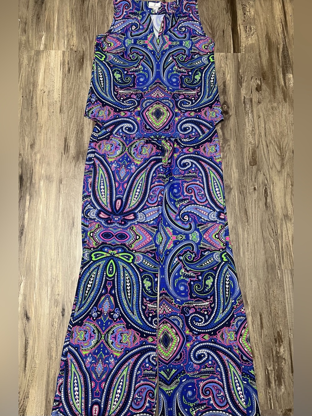 Jude Connally 2pc Set M Ali Top Trixie Pants Mod Paisley Iris Made in USA